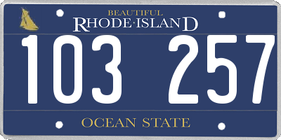RI license plate 103257