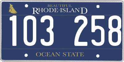 RI license plate 103258