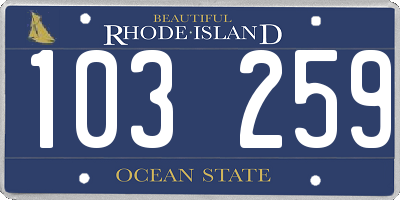 RI license plate 103259