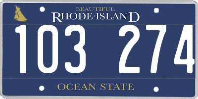 RI license plate 103274