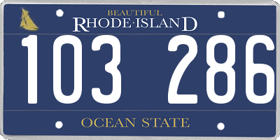 RI license plate 103286