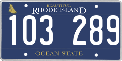RI license plate 103289
