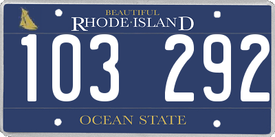 RI license plate 103292
