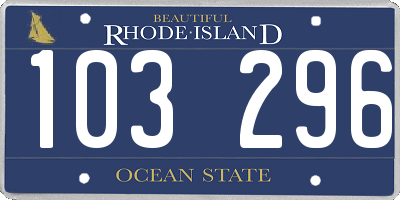 RI license plate 103296