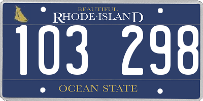 RI license plate 103298