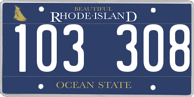 RI license plate 103308