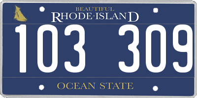 RI license plate 103309