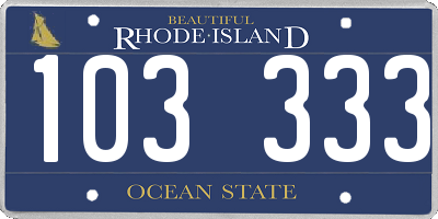 RI license plate 103333