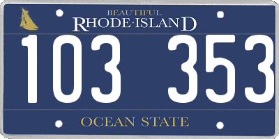 RI license plate 103353