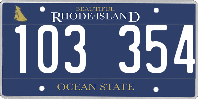 RI license plate 103354