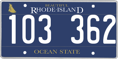 RI license plate 103362