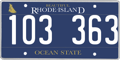 RI license plate 103363