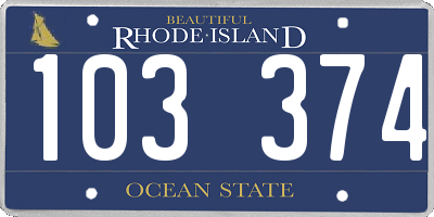 RI license plate 103374