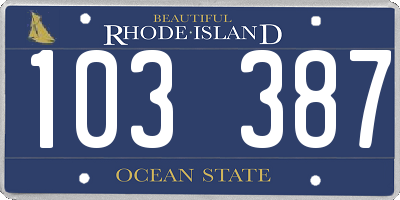 RI license plate 103387