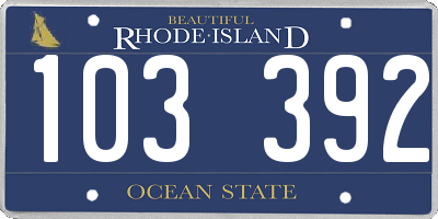 RI license plate 103392