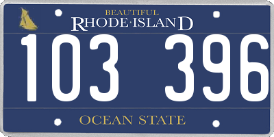 RI license plate 103396