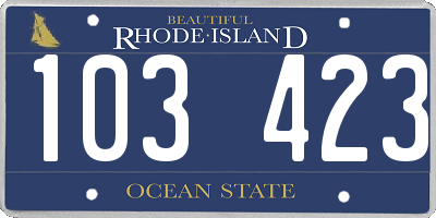 RI license plate 103423