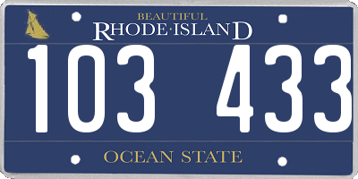 RI license plate 103433