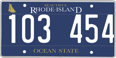 RI license plate 103454