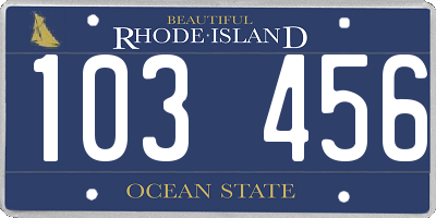 RI license plate 103456