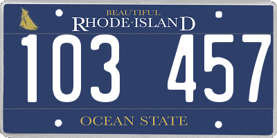 RI license plate 103457