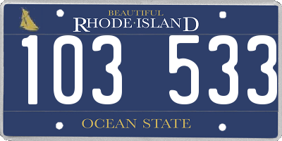 RI license plate 103533