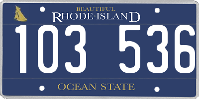 RI license plate 103536
