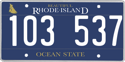 RI license plate 103537
