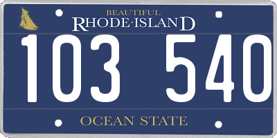 RI license plate 103540