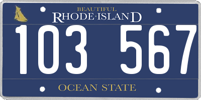 RI license plate 103567
