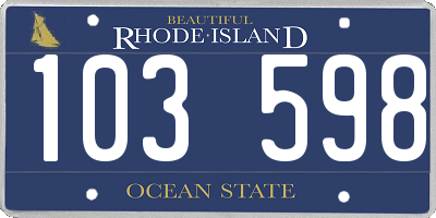 RI license plate 103598