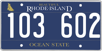 RI license plate 103602