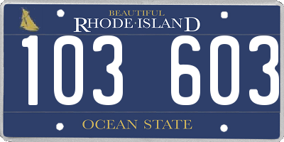 RI license plate 103603