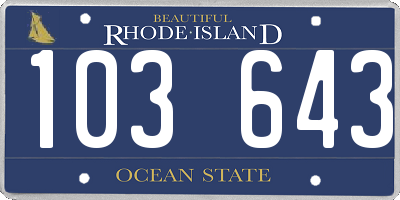 RI license plate 103643