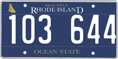 RI license plate 103644