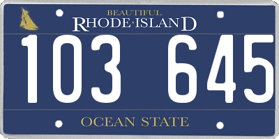 RI license plate 103645