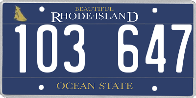 RI license plate 103647