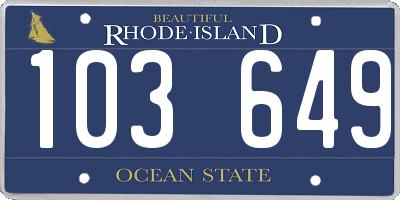 RI license plate 103649