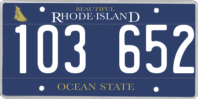 RI license plate 103652