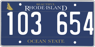 RI license plate 103654