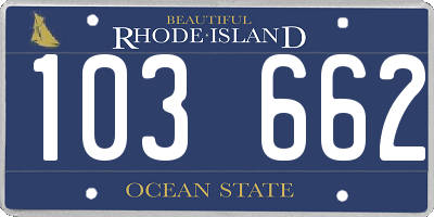 RI license plate 103662