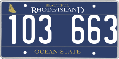 RI license plate 103663