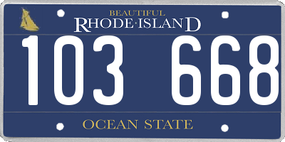 RI license plate 103668