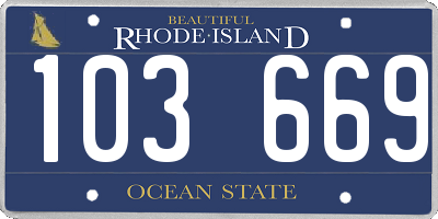RI license plate 103669