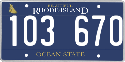 RI license plate 103670