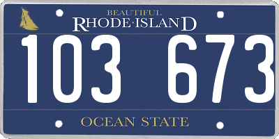 RI license plate 103673