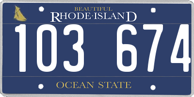RI license plate 103674