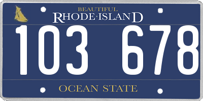 RI license plate 103678