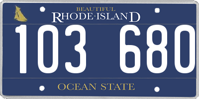 RI license plate 103680