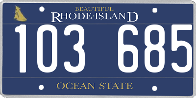 RI license plate 103685